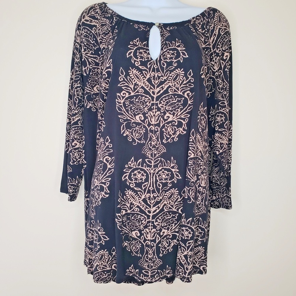 Lucky Brand Peasant Tunic Top Sz 3X Artsy Dark Boho Hippie Witchy Goth